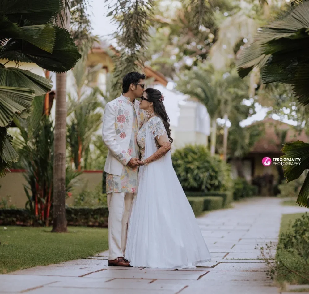 Colorful LED stage backdrop at Indian wedding Sangeet